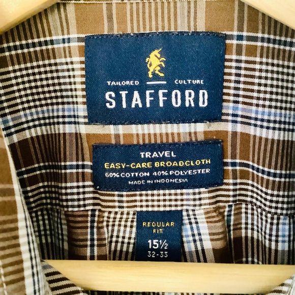 Lot of 2 Stafford’s EASY CARE BROADCLOTH FITTED PLAID Dress Shirts 15.5 32-33 - Picture 11 of 14